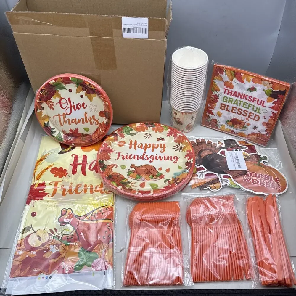 189Pcs Thanksgiving Party Supplies Thanksgiving Plates And Napkins Thanksgivi...